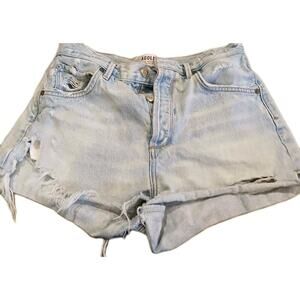 Agolde Light Wash Destressed Cotton Denim Cutoff Shorts Button Fly‎ Sz 28